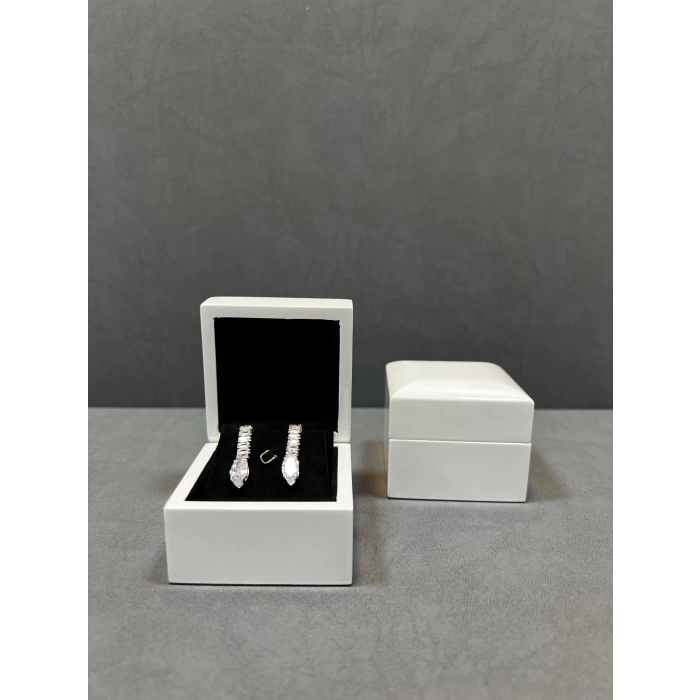 Ahşap Beyaz Renk 5x5 Cm Küpe Kutusu