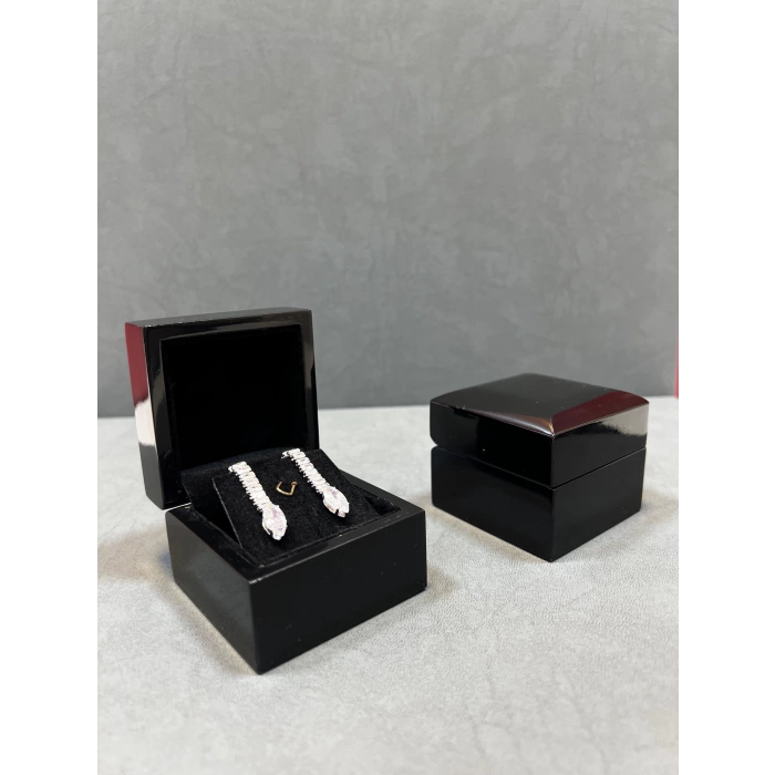 Ahşap Siyah Renk 5x5 Cm Küpe Kutusu