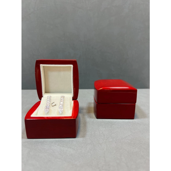 Ahşap Kırmızı Renk 5x5 Cm Küpe Kutusu