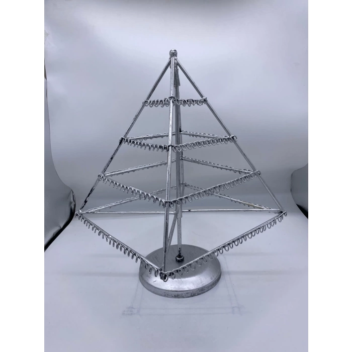 İthal Metal Dönen Gri Renk 26x43Cm Küpe Standı