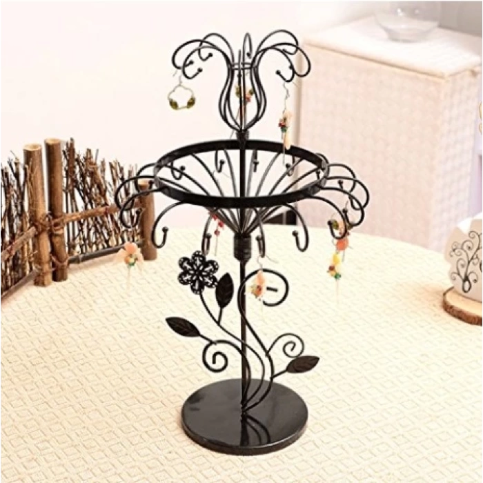 İthal Metal Dönen Siyah Renk 49x20 Cm Kolye Küpe Standı