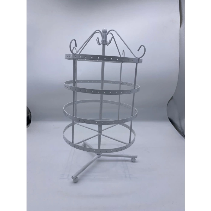 İthal Metal Dönen Beyaz  Renk 35x21 Cm Küpe Standı