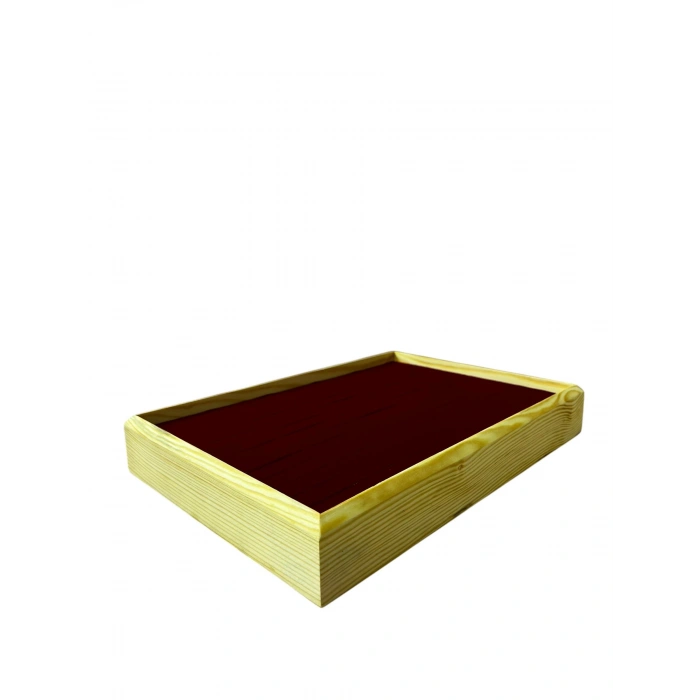 Ahşap El Boyaması Çift Renk 24x34 Batırlı Kelepçe Tablası