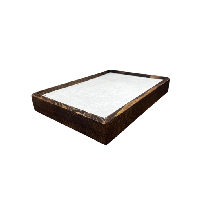 Ahşap El Boyaması Çift Renk 24x34 Batırlı Kelepçe Tablası