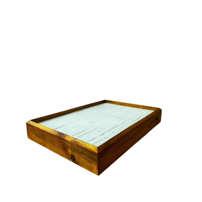 Ahşap El Boyaması Çift Renk 24x34 Batırlı Kelepçe Tablası