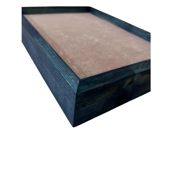 Ahşap El Boyaması Çift Renk 17x24 Cm Batırmalı  Kelepçe Tablası