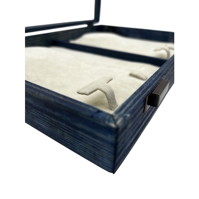 Ahşap El Boyaması Çift Renk 24x34 Cm Cam Kapak Set Standı