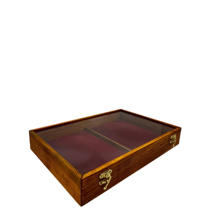 Ahşap El Boyaması Çift Renk 24x34 Cm Cam Kapak Set  Standı