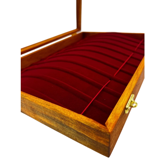 Ahşap El Boyaması Çift Renk 24x34 Cm Cam Kapak Bileklik  Standı