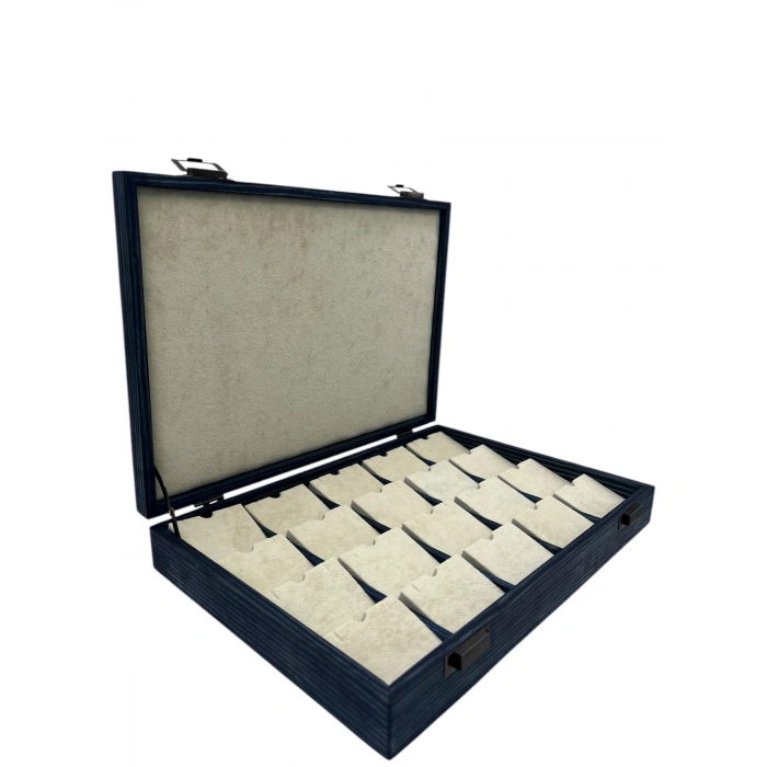 Ahşap El Boyaması Çift Renk 24x34 Cm Deri  Kapak Pedli Kolye  Standı