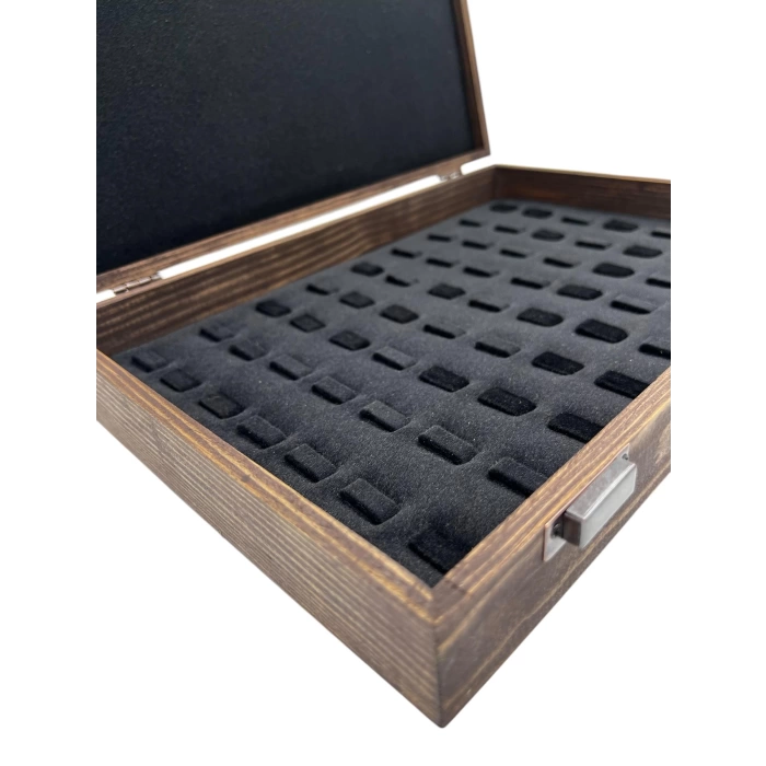 Ahşap El Boyaması Çift Renk 24x34 Cm Deri  Kapak Tırnaklı Yüzük  Standı