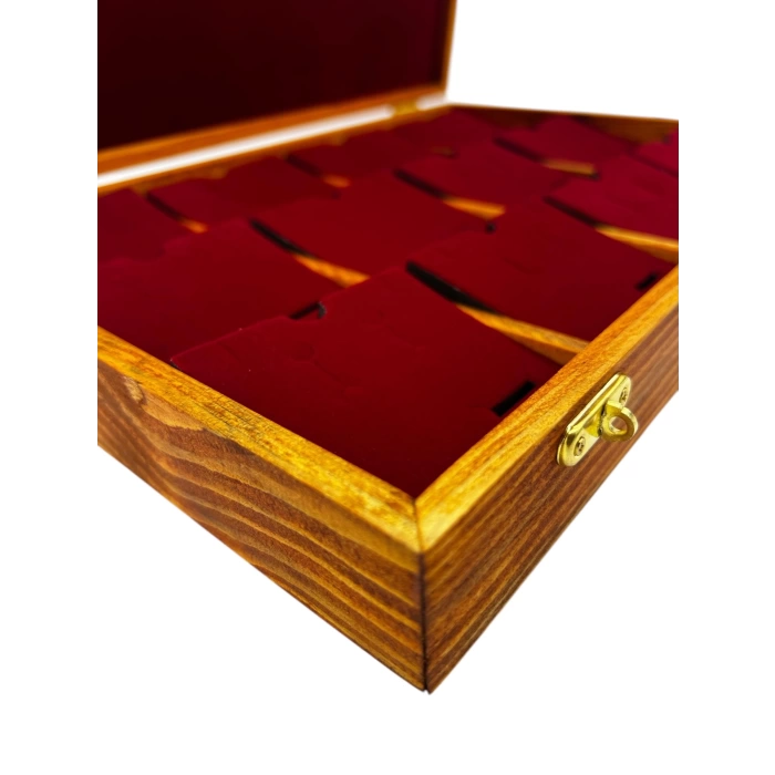 Ahşap El Boyaması Çift Renk 24x34 Cm Deri Pedli Set Standı