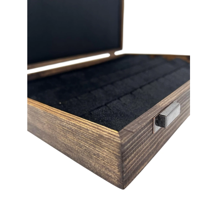 Ahşap El Boyaması Çift Renk 24x34 Cm Deri  Kapak Küpe Standı
