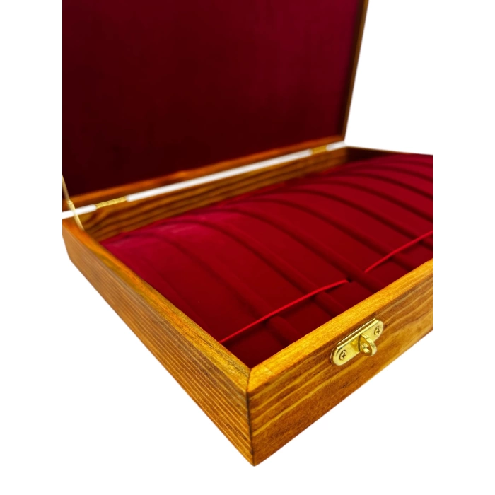 Ahşap El Boyaması Çift Renk 24x34 Cm Deri  Kapak Bileklik Standı