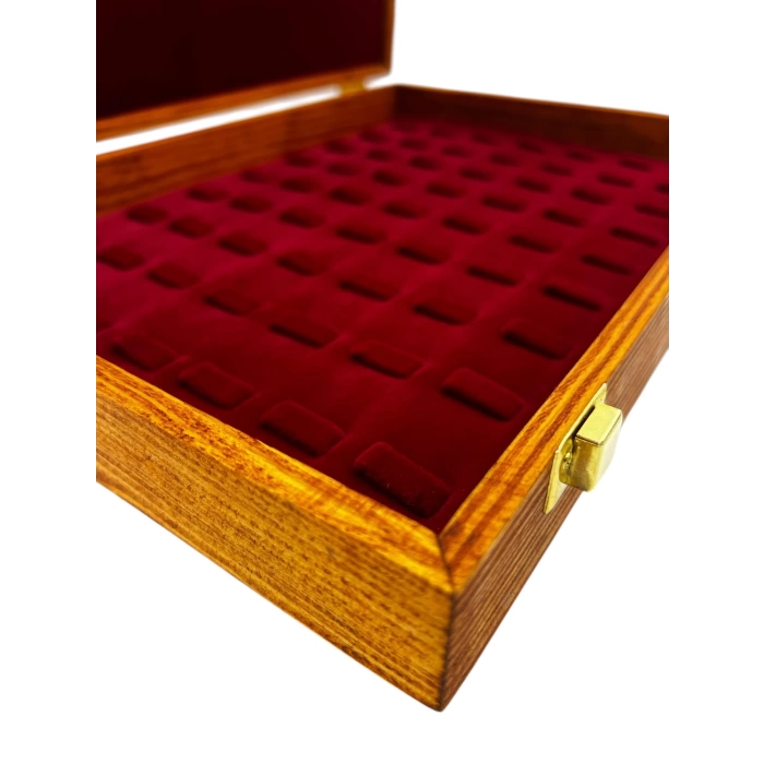 Ahşap El Boyaması Çift Renk 24x34 Cm Deri  Kapak Tırnaklı Yüzük Standı