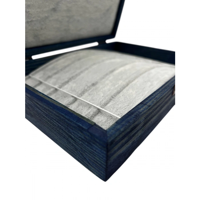 Ahşap El Boyaması Çift Renk 17x24 Cm Deri  Kapak Bileklik  Standı
