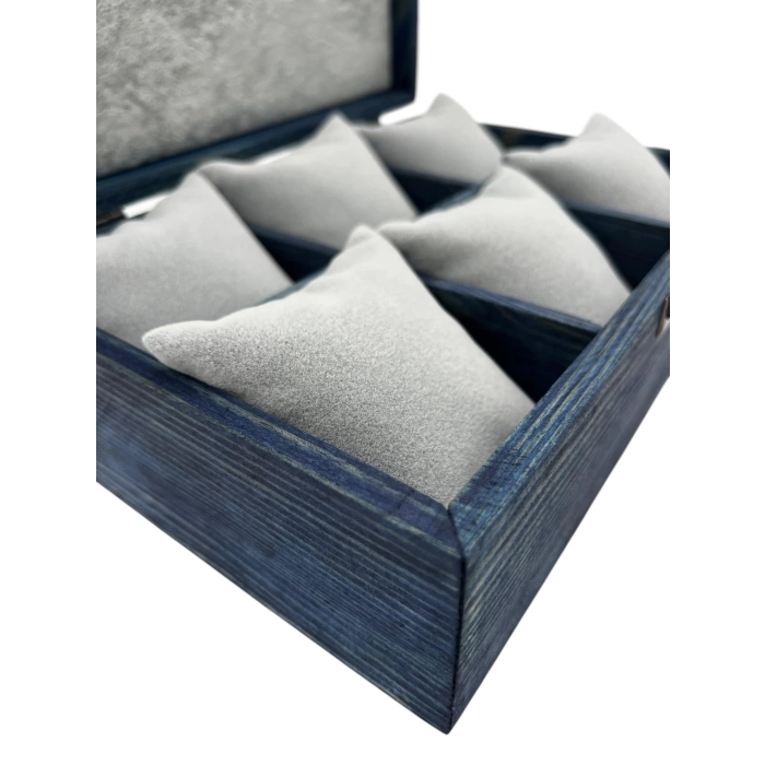 Ahşap El Boyaması Çift Renk 17x24 Cm Deri  Kapak Yastıklı   Standı