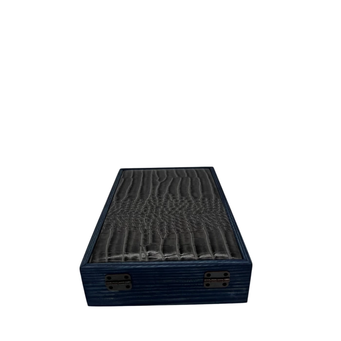 Ahşap El Boyaması Çift Renk 17x24 Cm Deri  Kapak Set Standı