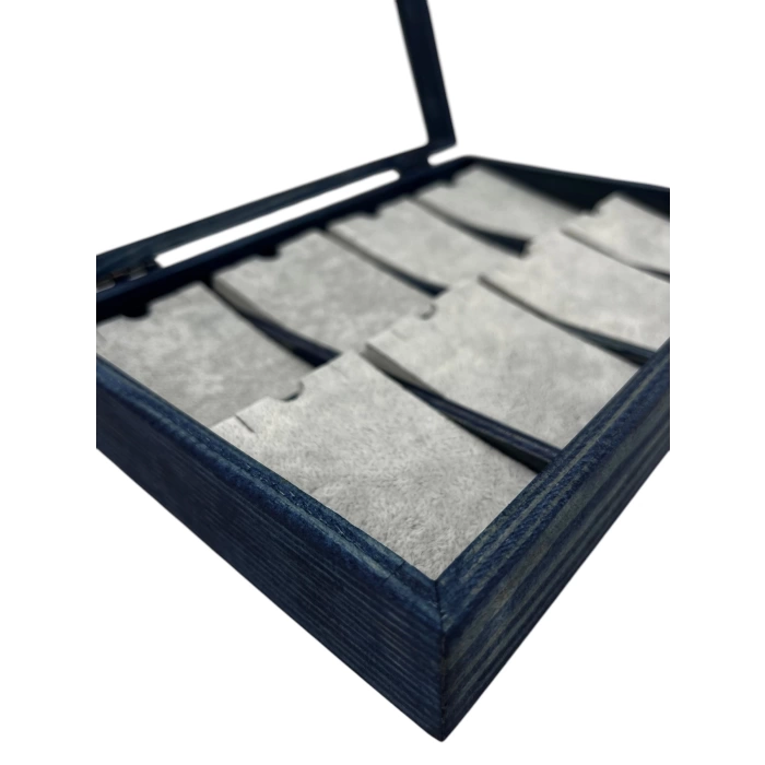 Ahşap El Boyaması Çift Renk 17x24 Cm Cam Kapak Pedli Kolye Standı