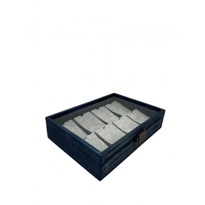 Ahşap El Boyaması Çift Renk 17x24 Cm Cam Kapak Pedli Kolye Standı