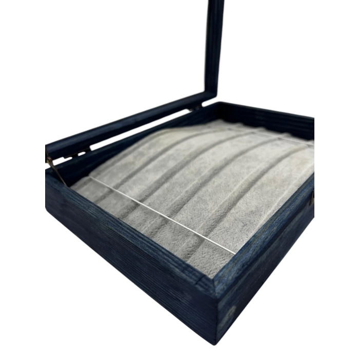 Ahşap El Boyaması Çift Renk 17x24 Cm Cam Kapak Bileklik Standı