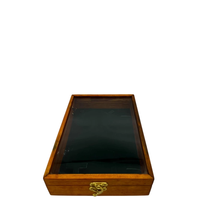 Ahşap El Boyaması Çift Renk 17x24 Cm Cam Kapak Set  Takı  Standı