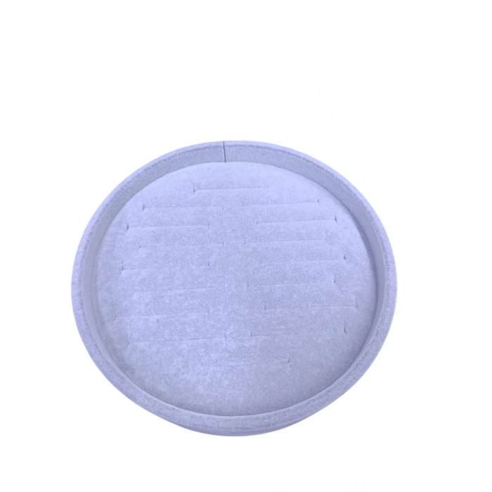 Süet Kumaş Gri Renk 20x20 Cm Yuvarlak Batırmalı Bileklik Kelepçe Tablası