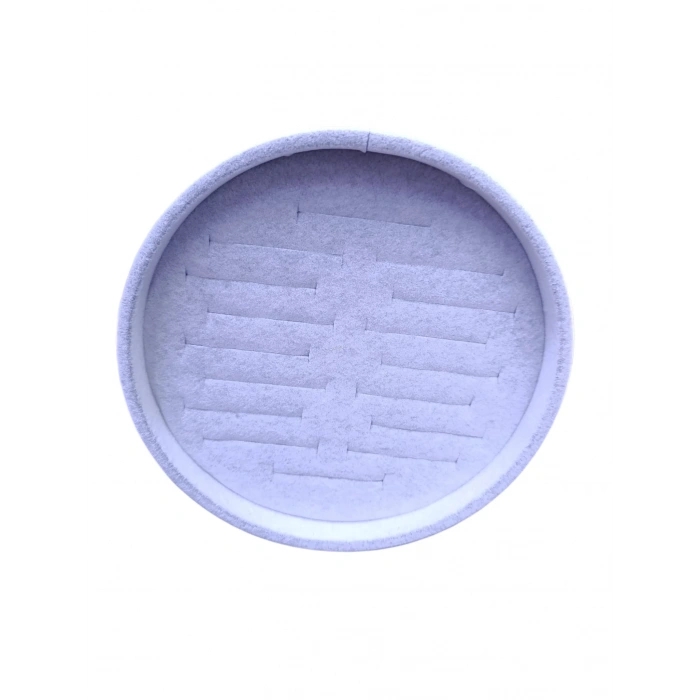 Süet Kumaş Gri Renk 20x20 Cm Yuvarlak Batırmalı Bileklik Kelepçe Tablası