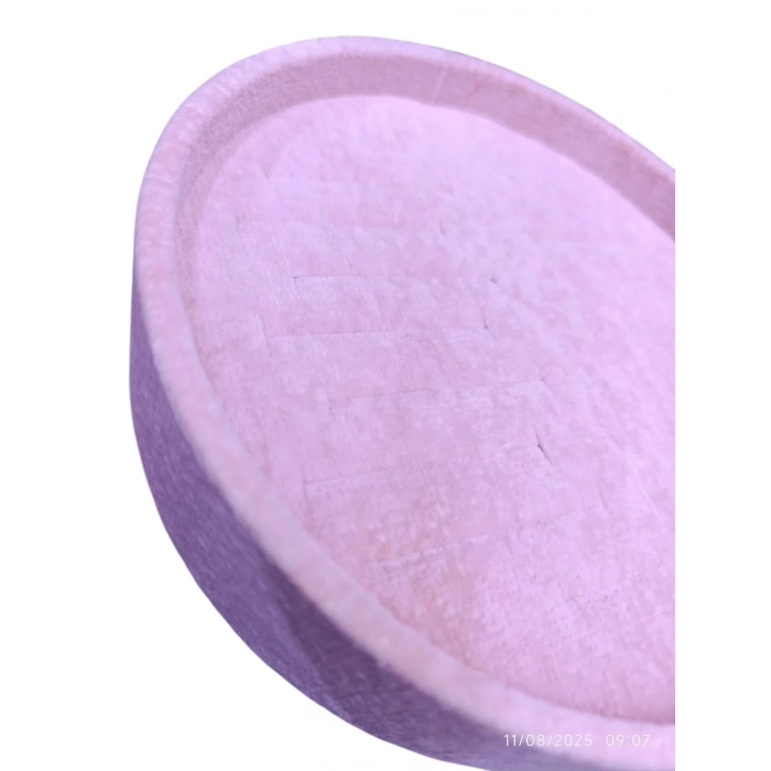 Süet Kumaş Pembe Renk 20x20 Cm Yuvarlak Batırmalı Bileklik Kelepçe Tablası