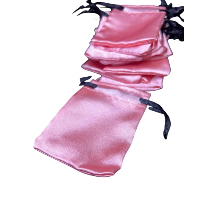 Saten Kumaş Pembe Renk 7x9 Cm Aksesuar Kesesi Paketli