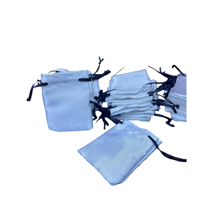 Saten Kumaş Beyaz Renk 7x9 Cm Aksesuar Kesesi Paketli