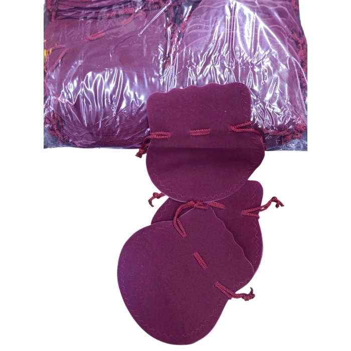 Kadife Kumaş Bordo  Renk 11x12 Cm Aksesuar Kesesi Paketli