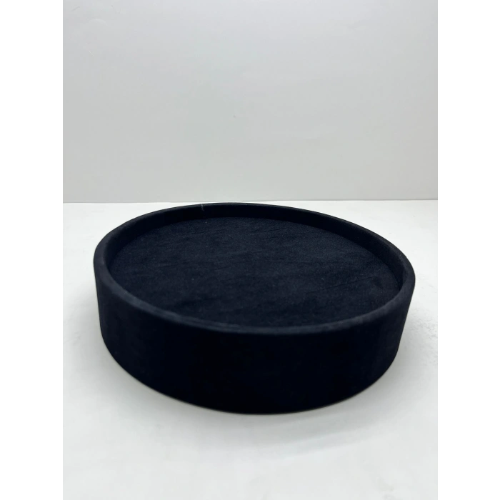 Süet Kumaş Siyah Renk 20x20 Cm Yuvarlak Batırmalı Bileklik Kelepçe Tablası