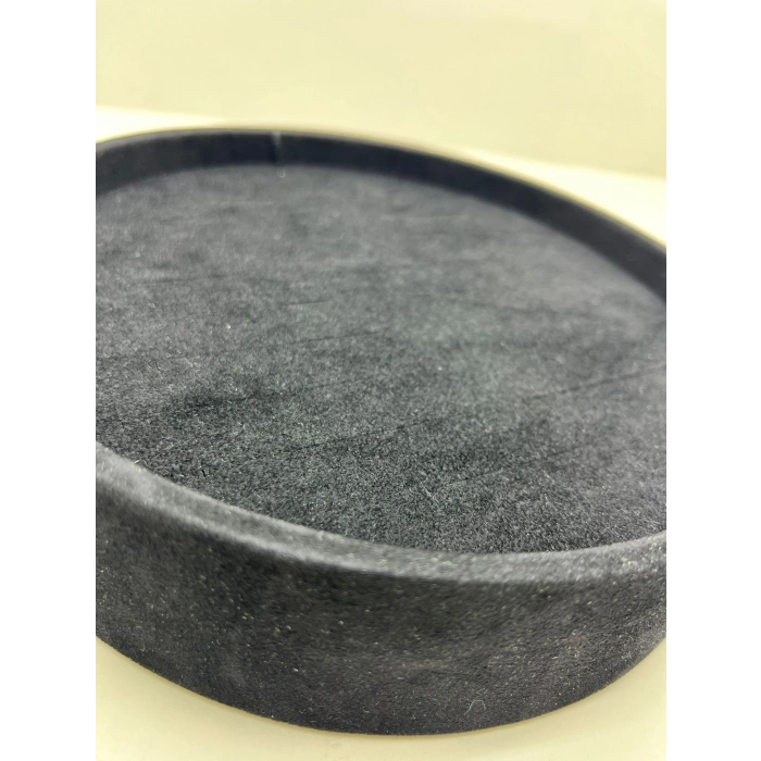 Süet Kumaş Siyah Renk 20x20 Cm Yuvarlak Batırmalı Bileklik Kelepçe Tablası