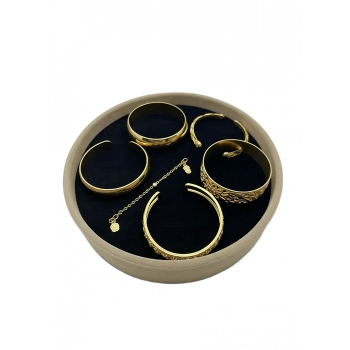 Süet Kumaş İki Renk 20/20 Cm Yuvarlak Batırmalı Bileklik Kelepçe Tablası