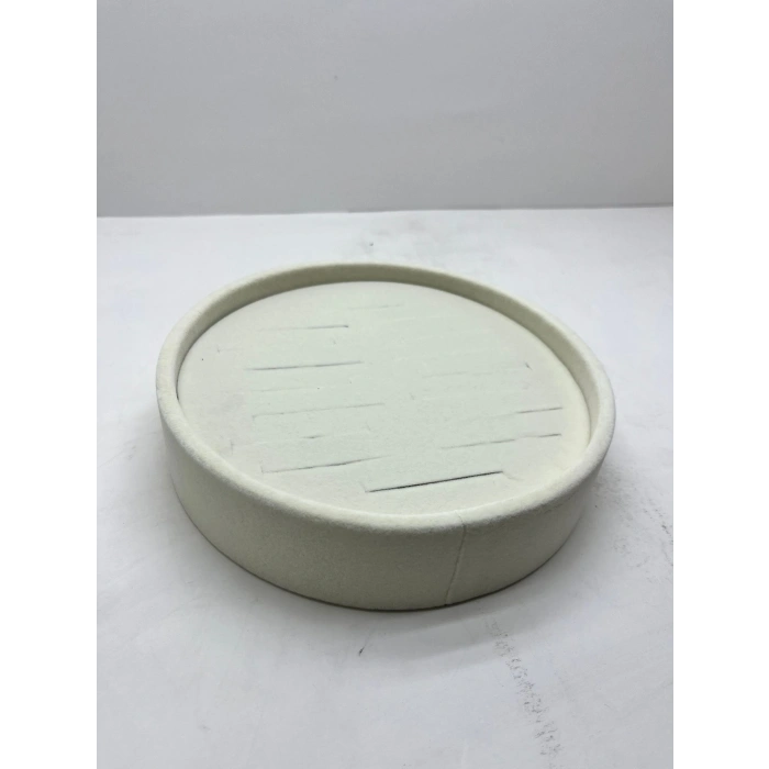 Süet Kumaş Krem Renk 20x20 Cm Yuvarlak Batırmalı Bileklik Kelepçe Tablası