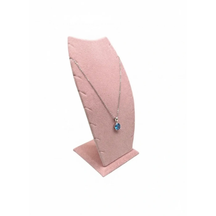 Dubai Model Süet Kumaş Pembe Renk 18/9 Cm Kolye - Zincir Ayaklı Stand