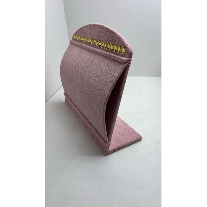 Bombeli Süet Kumaş Pembe Renk 20/24 Cm Ayaklı Kancalı Bileklik Sergileme Standı