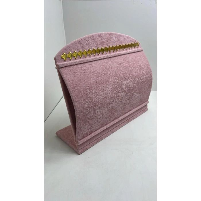 Bombeli Süet Kumaş Pembe Renk 20/24 Cm Ayaklı Kancalı Bileklik Sergileme Standı