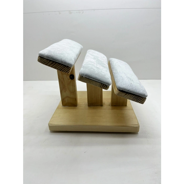 Ahşap Gri Renk Boy 21 cm En 19 cm Üç Kademeli Model Bileklik Sergileme