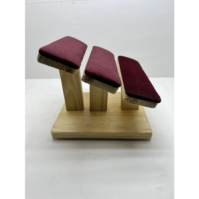 Ahşap Bordo Renk Boy 21 cm En 19 cm Üç Kademeli Model Bileklik Sergileme