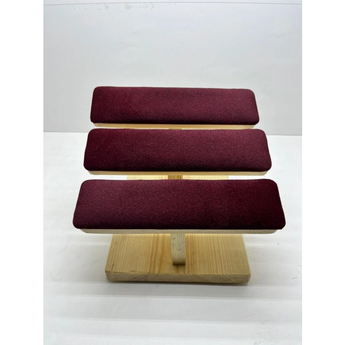 Ahşap Bordo Renk Boy 21 cm En 19 cm Üç Kademeli Model Bileklik Sergileme