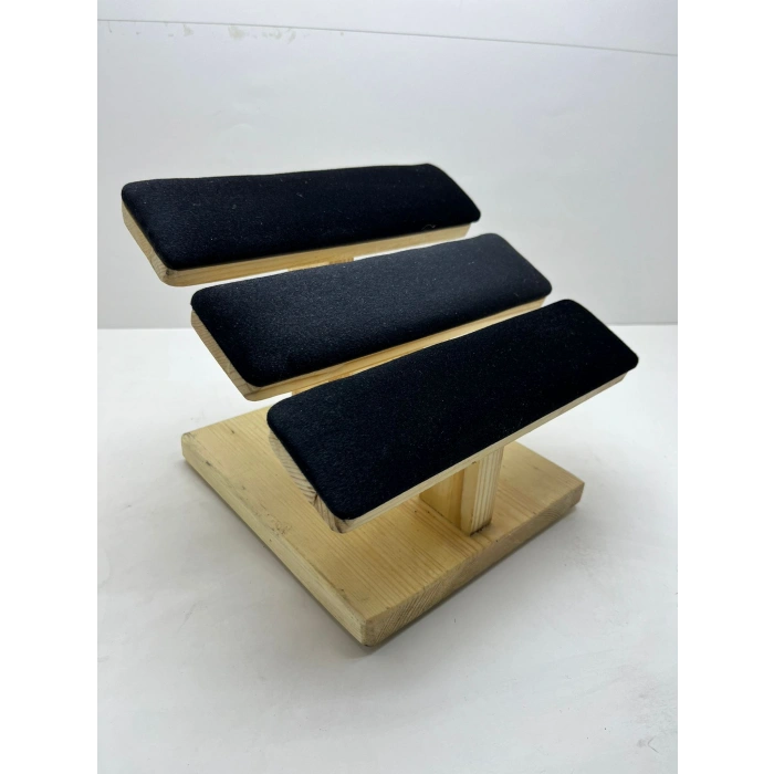 Ahşap Siyah Renk Boy 21 cm En 19 cm Üç Kademeli Model Bileklik Sergileme