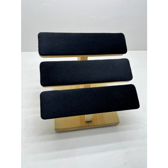 Ahşap Siyah Renk Boy 21 cm En 19 cm Üç Kademeli Model Bileklik Sergileme