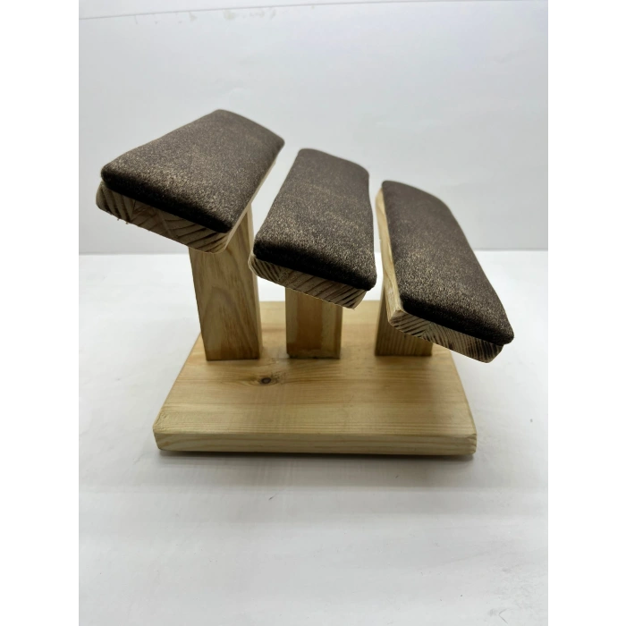 Ahşap Kahve Renk Boy 21 cm En 19 cm Üç Kademeli Model Bileklik Sergileme