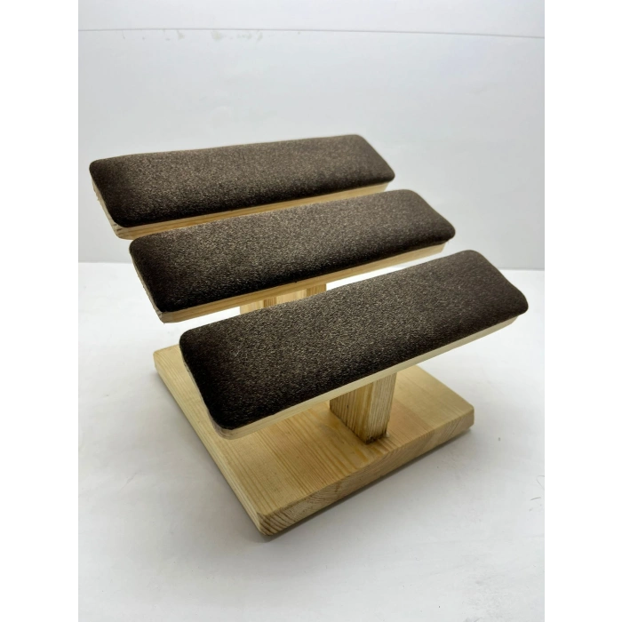 Ahşap Kahve Renk Boy 21 cm En 19 cm Üç Kademeli Model Bileklik Sergileme