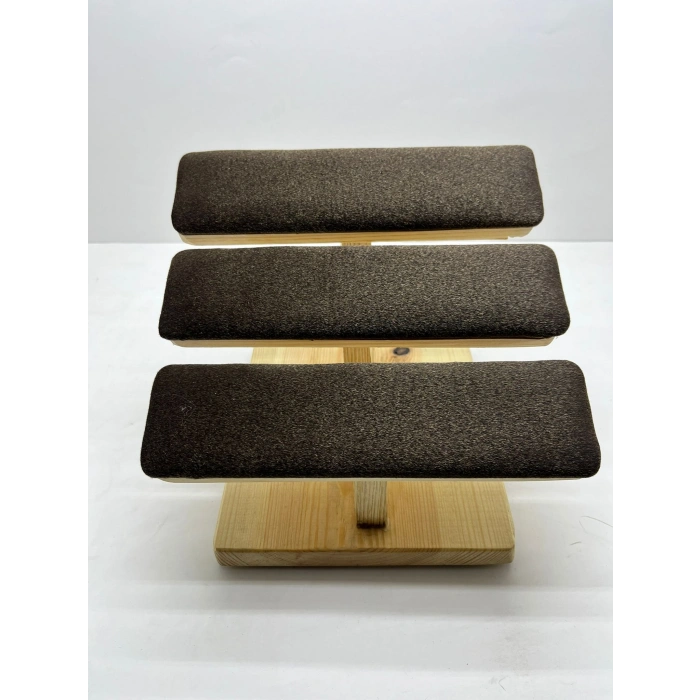 Ahşap Kahve Renk Boy 21 cm En 19 cm Üç Kademeli Model Bileklik Sergileme