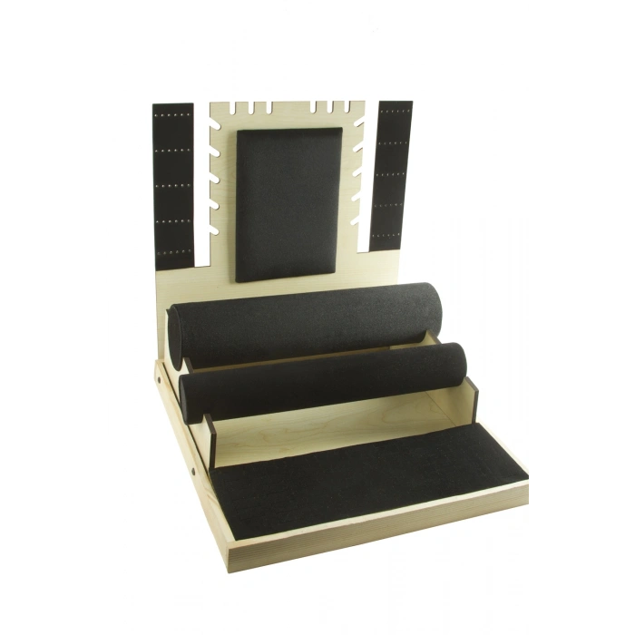 Ahşap Süet Kaplama Siyah Renk 35/35 cm Takı Sergileme Standı