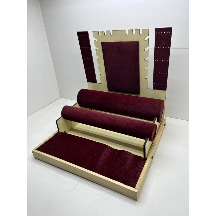Ahşap Süet Kaplama Bordo Renk 35/35 cm Takı Sergileme Standı