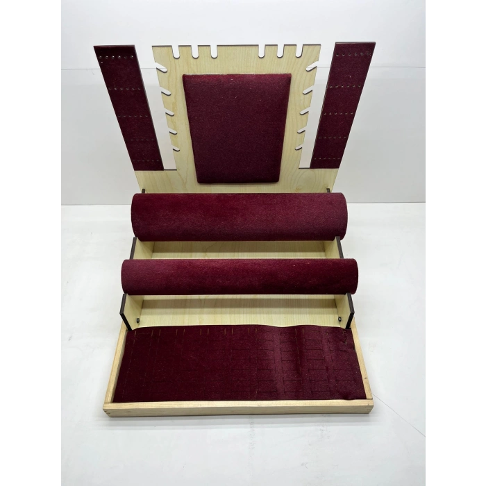Ahşap Süet Kaplama Bordo Renk 35/35 cm Takı Sergileme Standı